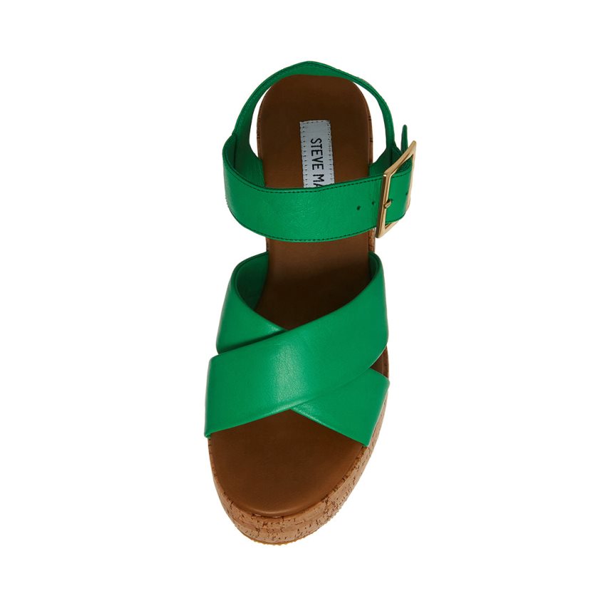 Sandalias de Plataforma Steve Madden Palmer Cuero Mujer Verde | ES XPE963